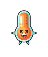 character of the cute thermometer with dead pose vector