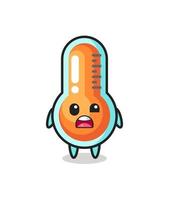 the shocked face of the cute thermometer mascot vector