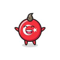 happy baby turkey flag badge cartoon character vector