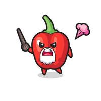 cute red bell pepper grandpa is getting angry vector