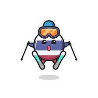 carácter de la mascota de la insignia de la bandera de tailandia como jugador de esquí vector