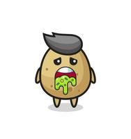 the cute potato character with puke vector