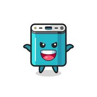 the illustration of cute power bank doing scare gesture vector