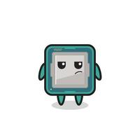 cute processor character with suspicious expression vector