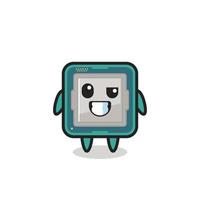 cute processor mascot with an optimistic face vector