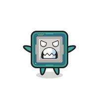 wrathful expression of the processor mascot character vector