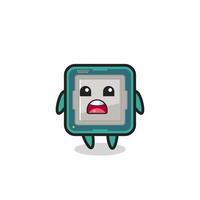 processor illustration with apologizing expression, saying I am sorry vector