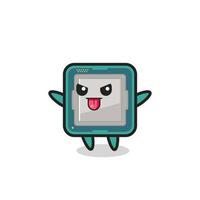 naughty processor character in mocking pose vector