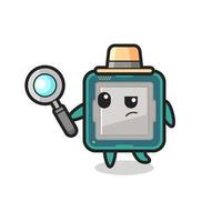 Procesador personaje detective está analizando un caso. vector