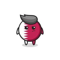 cute qatar flag badge character with suspicious expression vector