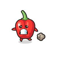 illustration of the red bell pepper running in fear vector