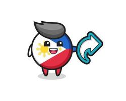 cute philippines flag badge hold social media share symbol vector