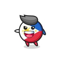 philippines flag badge cartoon with very excited pose vector
