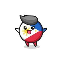 travieso, filipinas, bandera, insignia, carácter, en, actitud burlona vector