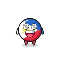 cute philippines flag badge character with hypnotized eyes vector