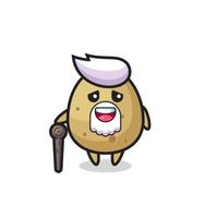 cute potato grandpa is holding a stick vector