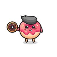 illustration of a doughnut character eating a doughnut