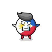 wrathful expression of the philippines flag badge mascot character vector