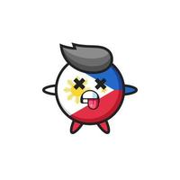 character of the cute philippines flag badge with dead pose vector