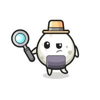 onigiri detective character is analyzing a case vector