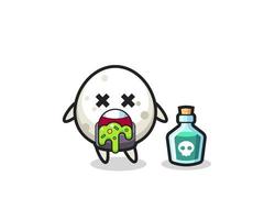 illustration of an onigiri character vomiting due to poisoning vector