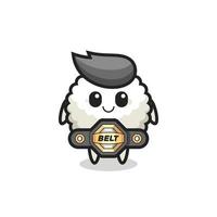 the MMA fighter rice ball mascot with a belt vector