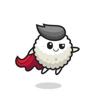 cute rice ball superhero character is flying vector