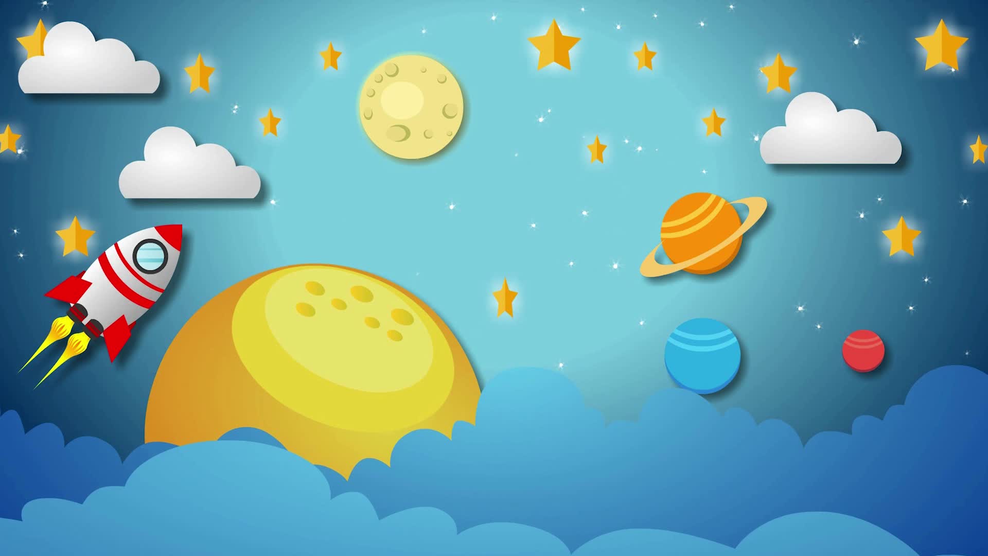 Cartoon Background - Space Ship and Planets 3439676 Stock Video at Vecteezy