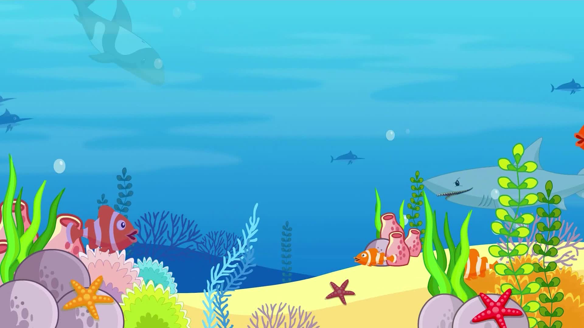 Cartoon Background - Underwater Sea Life 3439678 Stock Video at Vecteezy