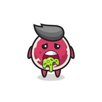 the cute beef character with puke vector