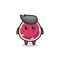cute beef character with suspicious expression vector