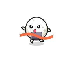 cute onigiri illustration is reaching the finish vector