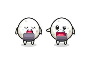 illustration of the argue between two cute onigiri characters vector