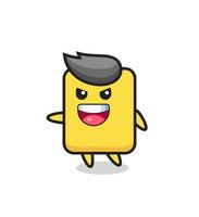 yellow card cartoon with very excited pose vector