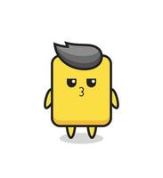 the bored expression of cute yellow card characters vector