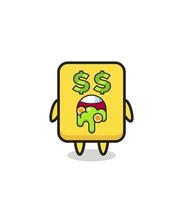 yellow card character with an expression of crazy about money vector