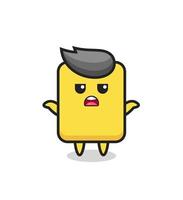 yellow card mascot character saying I do not know vector