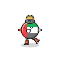 uae flag badge cartoon as an ice skating player doing perform vector