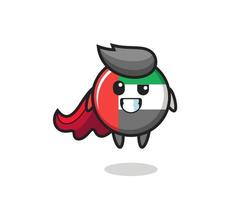 the cute uae flag badge character as a flying superhero vector