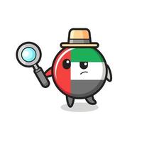 uae flag badge detective character is analyzing a case vector