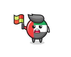 uae flag badge character as line judge putting the flag up vector