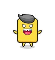 illustration of evil yellow card mascot character vector