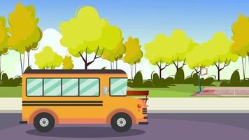 fond de dessin animé - autobus scolaire en mouvement video