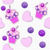 seamless pattern with cute cupcakes, vector illustration