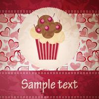 Card with a cupcake. vector