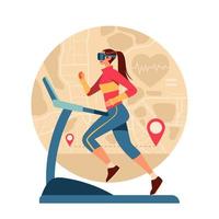 Woman Having a Virtual Run Workout vector