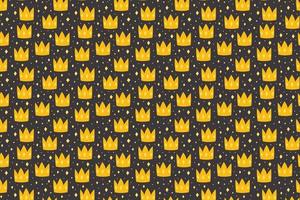 Yellow crowns on dark background pattern texture paper vector