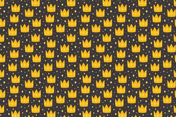 Yellow crowns on dark background pattern texture paper