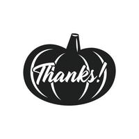 Thanksgiving Day sticker label kitchen decor autumn november holiday pumpkin vegetable with lettering black silhouette vector