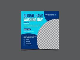 Global handwashing day social media post template vector